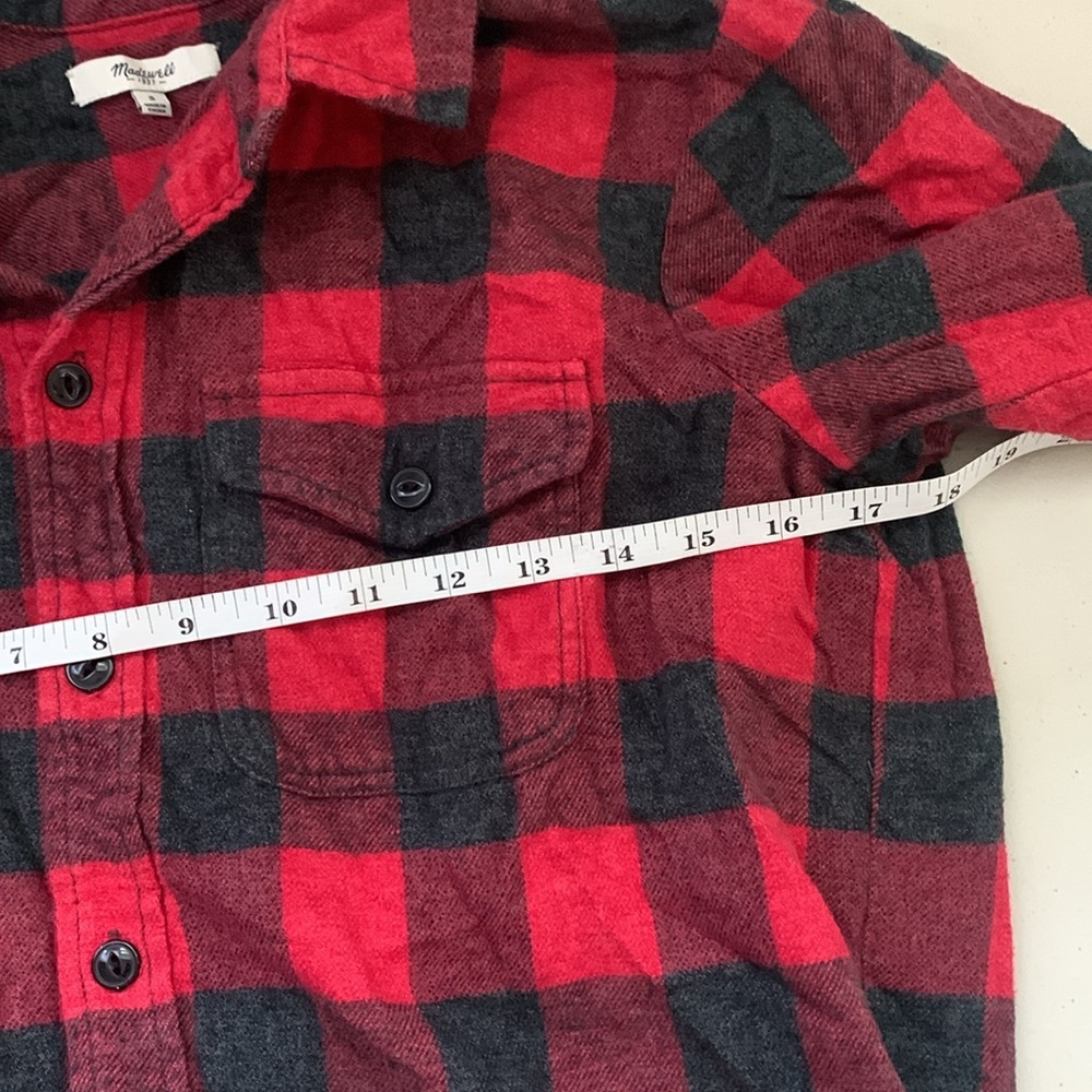 Madewell Men’s Small Red and Black Plaid Shirt - Picture 5 of 6